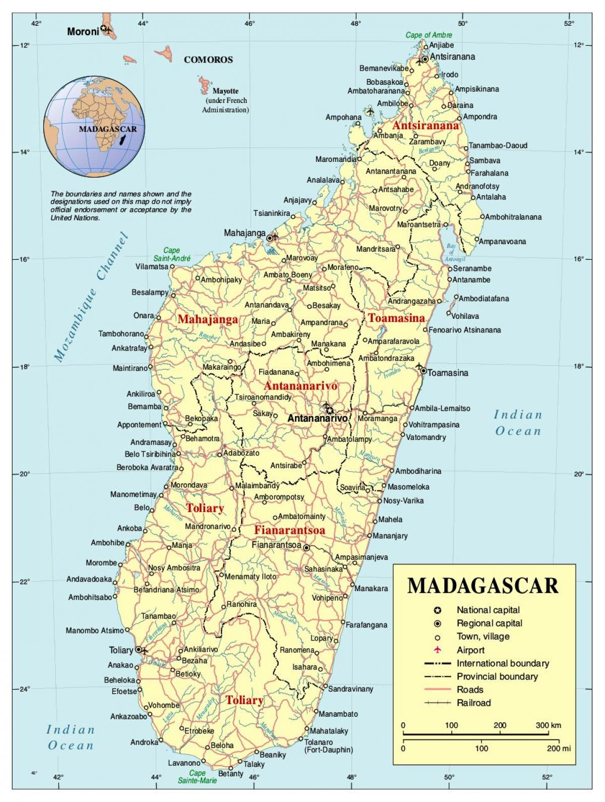 نقشه جاده های ماداگاسکار